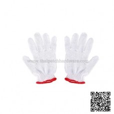 ถุงมือผ้า สีขาวขอบแดง ถุงมือทอผ้าฝ้าย ทอจากเส้นใย Cotton อย่างดี  สำหรับยกของ งานก่อสร้าง รุ่นน้ำหนักโหลละ 300 กรัม ( ราคาส่ง 100 โหล / 46 บาท) 
